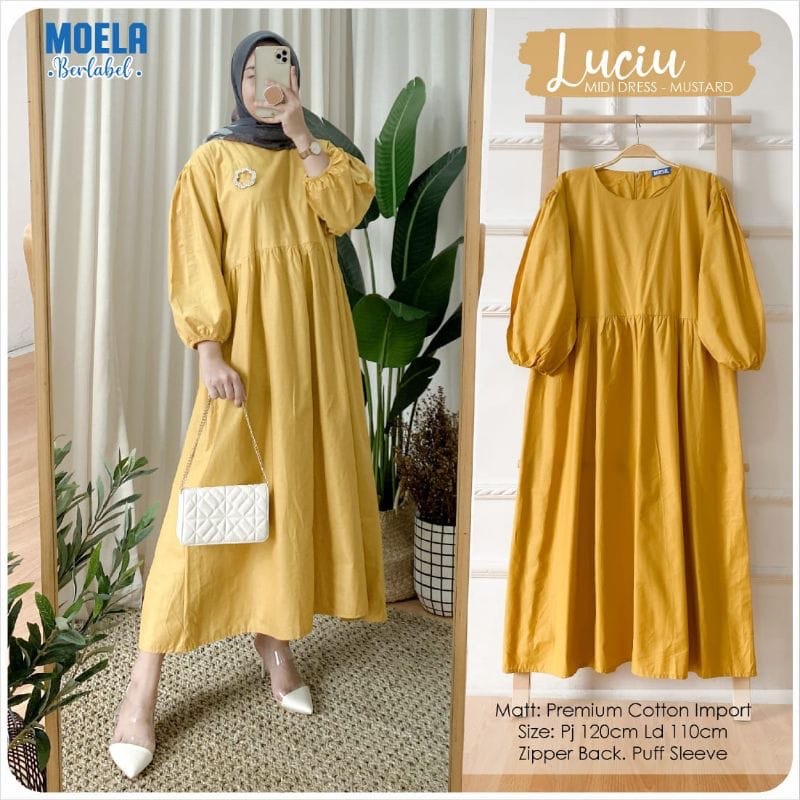 (DBY) TUNIK LUCIU MIDI DRESS DAILY DRESS MOSCREPE