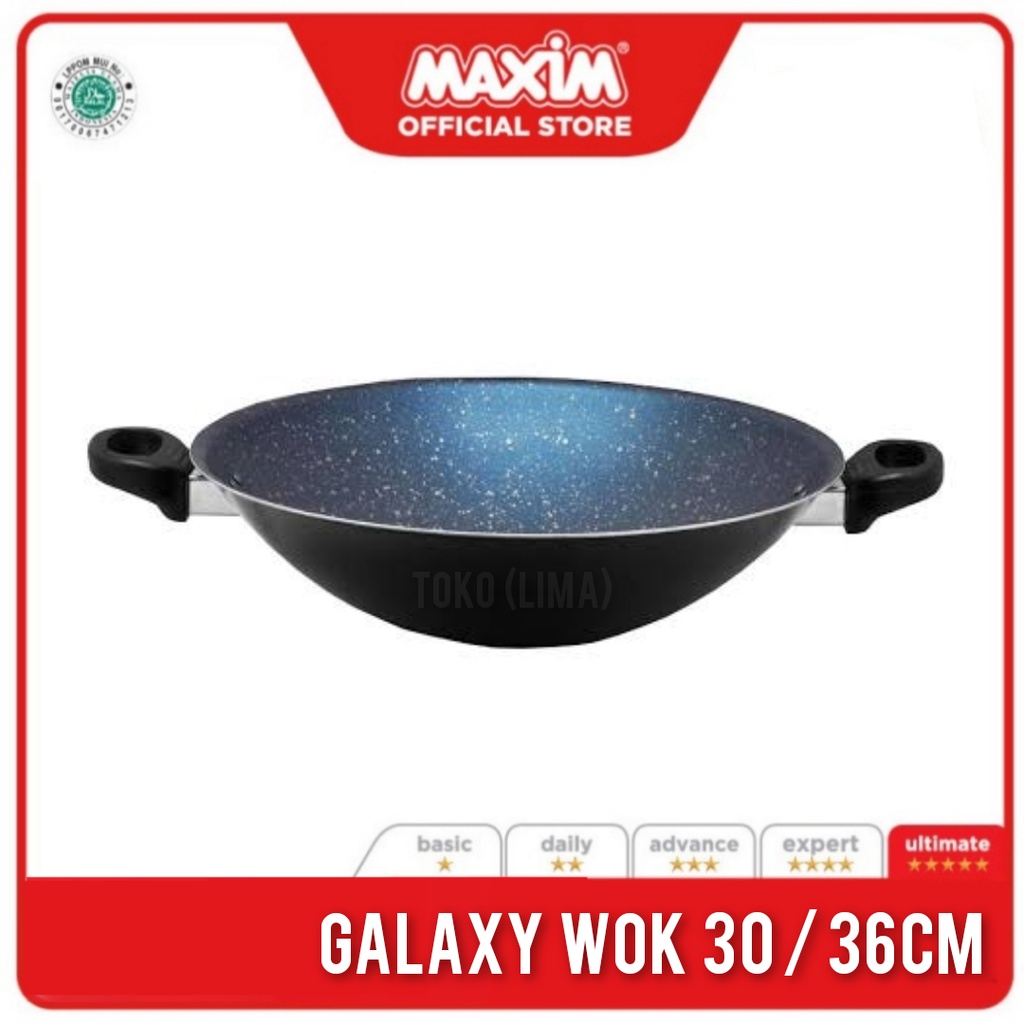 Wajan Penggorengan Maxim Galaxy Wok 30cm 36cm Teflon Anti Lengket Penggorengan Teflon Maxim Anti Lengket