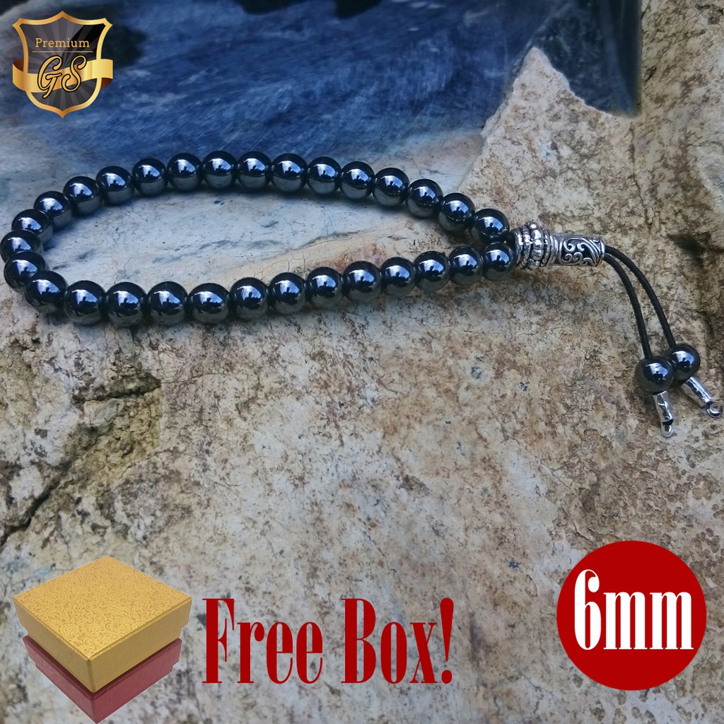 Gelang Kesehatan Hematite 6mm Keren Nempel Magnet