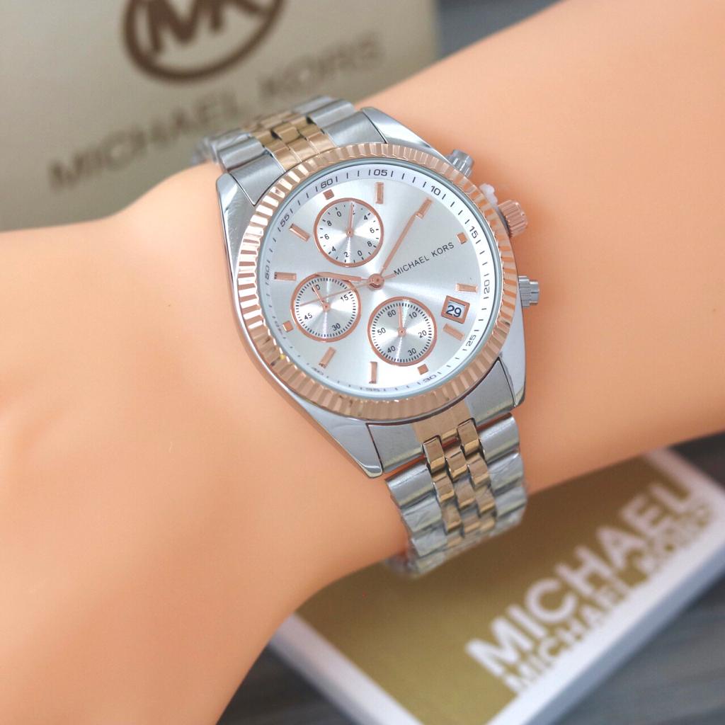 Jam Tangan Fashion Wanita Y31108K Tali Rantai Tanggal Aktif Chrono Variasi Free Box Exclusive &amp; Baterai