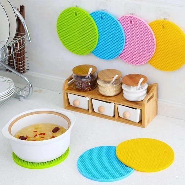 Alas Tatakan Piring Anti Panas Alas Panci Karet Silikon Silicone Bulat