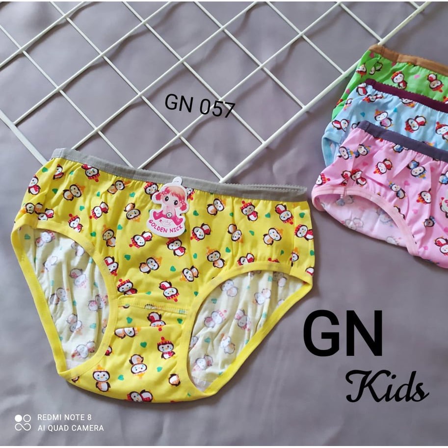 12 Pcs CD Golden Nick Anak Motif GN 057 | Celana Dalam Goldennick Remaja Abg Sablon Print Perempuan Pakaian Dalam | Sguna Grosir Lusinan