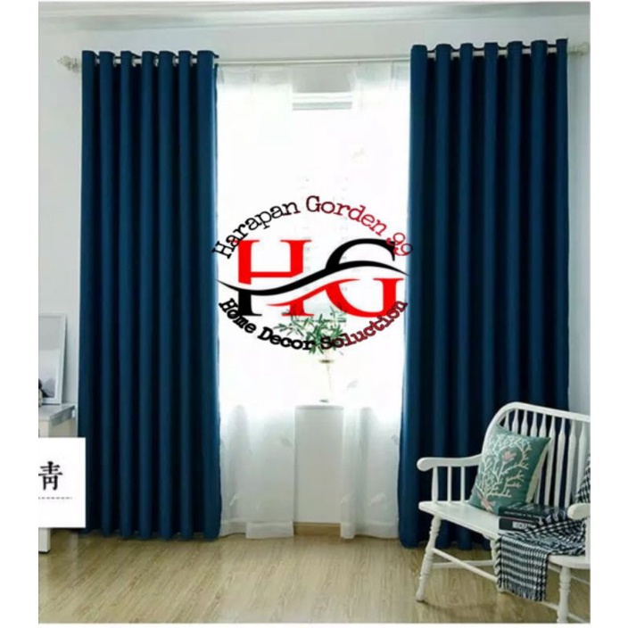 Gorden Blackout Import Gordyn Polos Warna Biru Tua/Navi