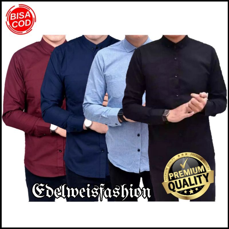 Kemeja Panjang / Kemaja Pria Polos / Kemeja Slimfit / Kemeja Lengan Panjang / Kemeja Formal /Kemeja Kantor Hitam Putih