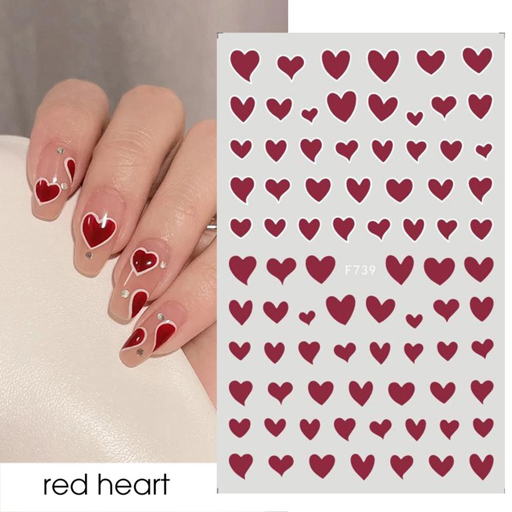 R-flower Nails Stiker Nail Art Dekorasi DIY Self -Adhesive Love Heart