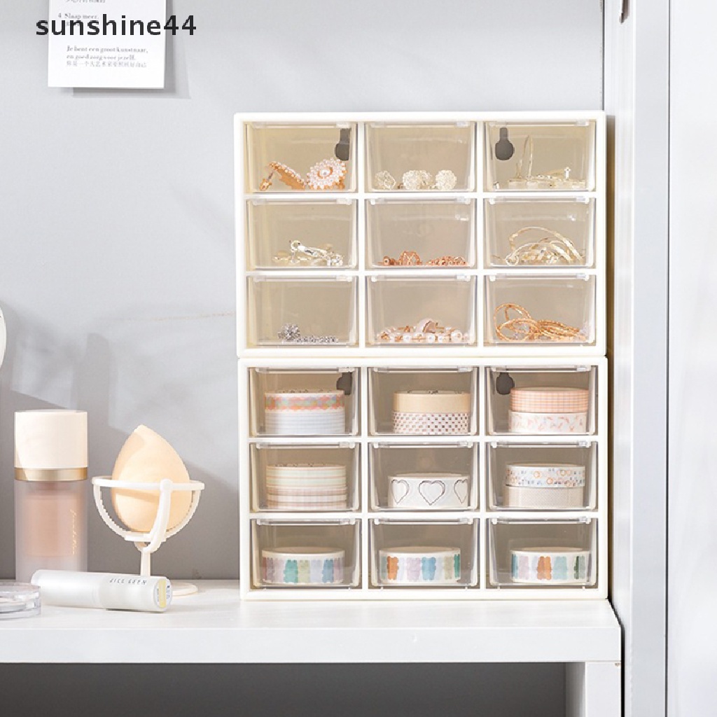 Sunshine Kotak Organizer Perhiasan / Kosmetik Mini Dengan 9 Laci