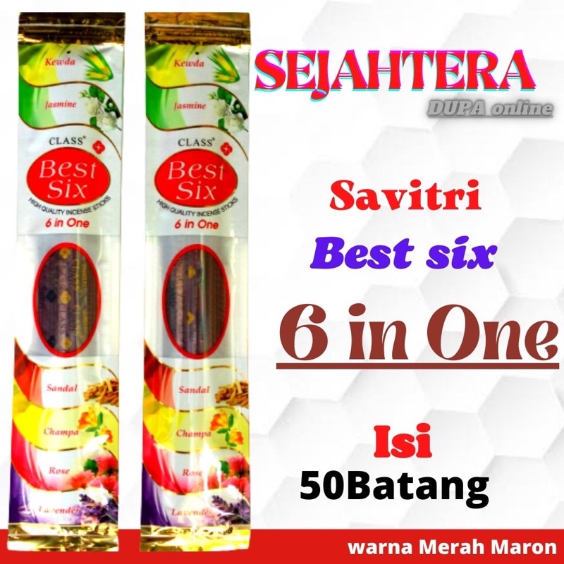 Dupa Hio India Savitri Best Six 6 in One Pouch isi 50 batang