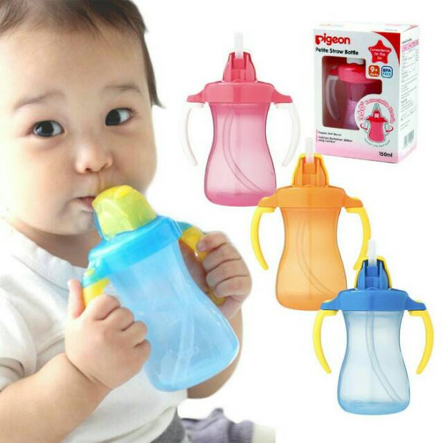 Pigeon Petite Straw Bottle 150ml / Botol minum sedotan Bayi / Training Cup Straw 150 ml