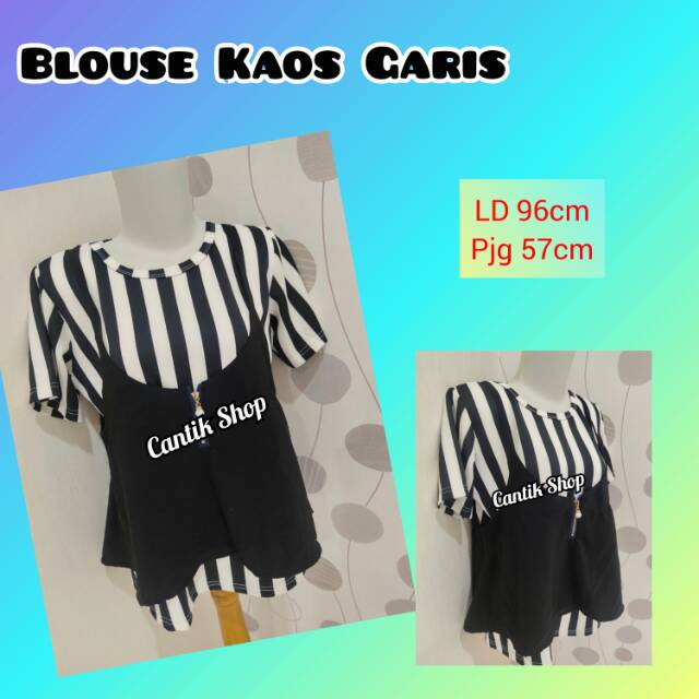 Blouse Garis Hitam Putih