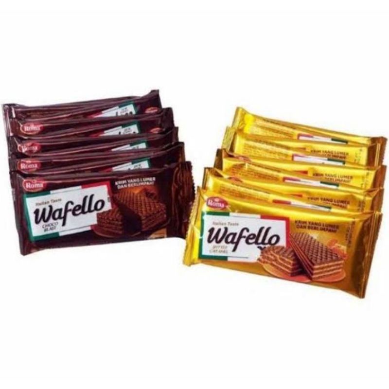 

ROMA WAFELLO CHOCO BLAST-WAFELLO BUTTER CARAMEL 21 GRAM ISI 10 PCS