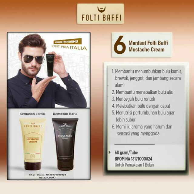 FOLTI BAFFI MUSTACHE CREAM - CREAM PENUMBUH JAMBANG BREWOK PERMANEN