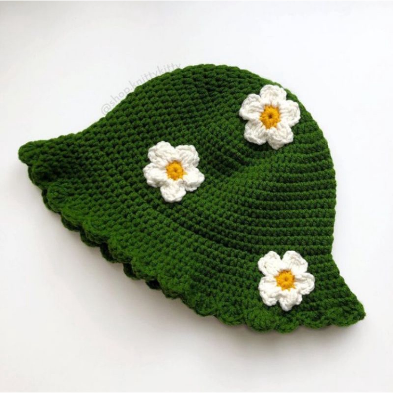 topi rajut daisy handmade / bucket hat handmade / bucket hat rajut