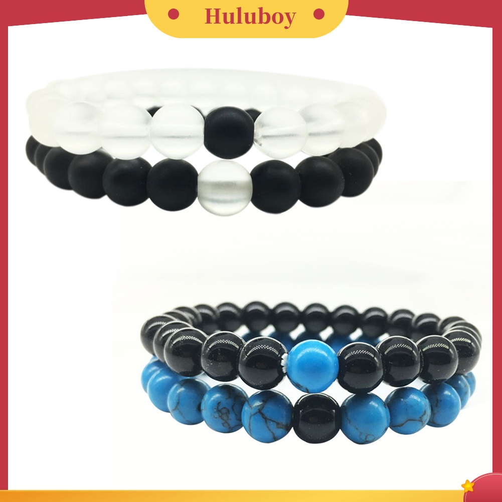Hu Hu Hu Hu Hu Alat Bantu Pasang Kacamata♡ 2pcs / Set Gelang Manik-Manik Matte Untuk Pria Dan Wanita