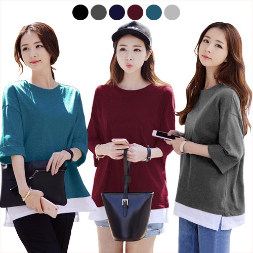 KARAKOREA Momo Layered Tee Baju  atasan  wanita  jumbo  