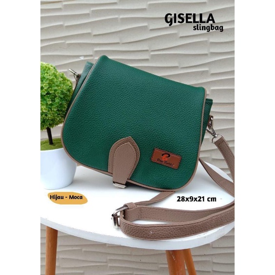 Tas Gisell. Gisella Sling Bag.Tas slemoang Merah.Tas slempang hijau.Tas slempang kulit jeruk. tas wa