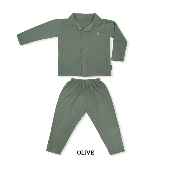 ⭐⭐⭐⭐⭐ Little Palmerhaus Toddler PJs Set Olive Murah