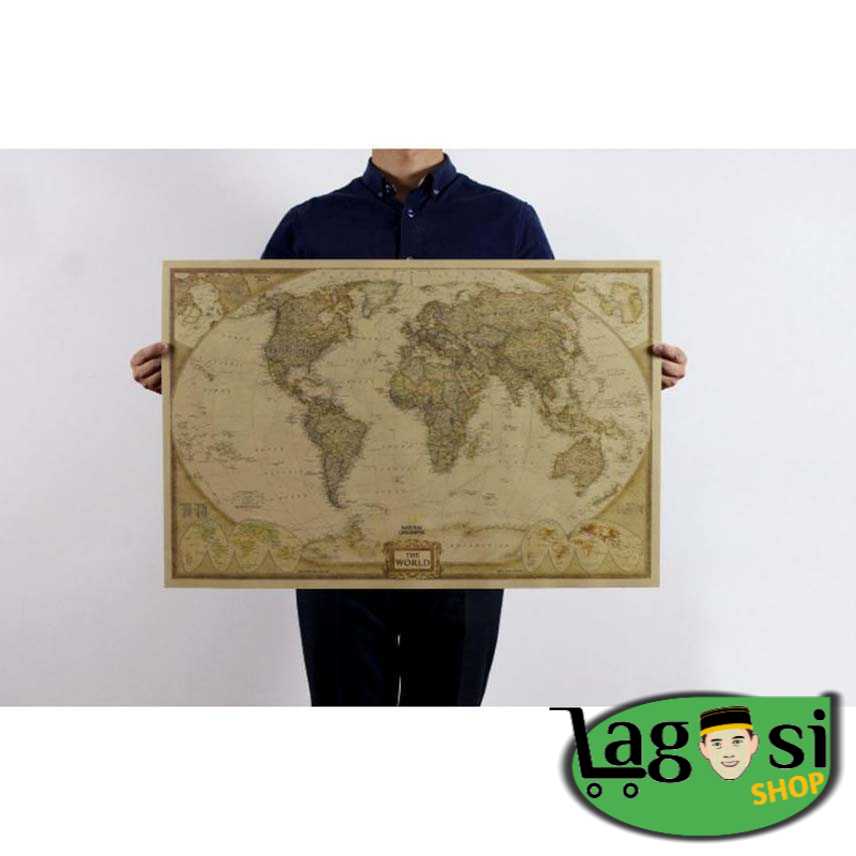

Poster Peta Dunia Large Vintage World Map 28x18 inch - N401