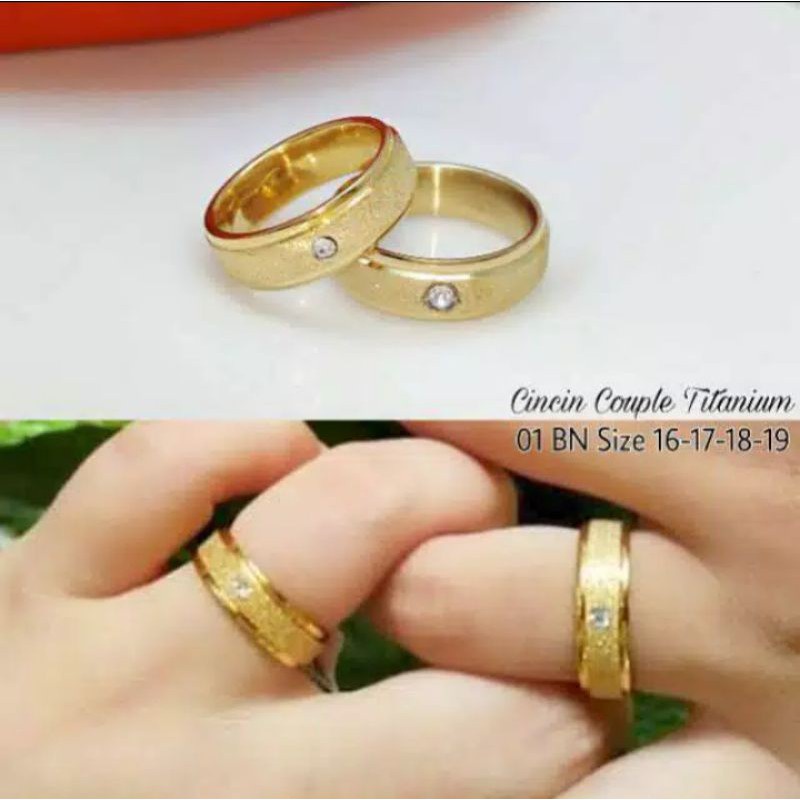 ( ACC TOKO CANTIK 65 ) CINCIN KAWIN/TUNANGAN PASIR GOLD MATA SATUAN DAN COUPLE TITANIUM TEBAL ( BISA COD/BAYAR DITEMPAT )