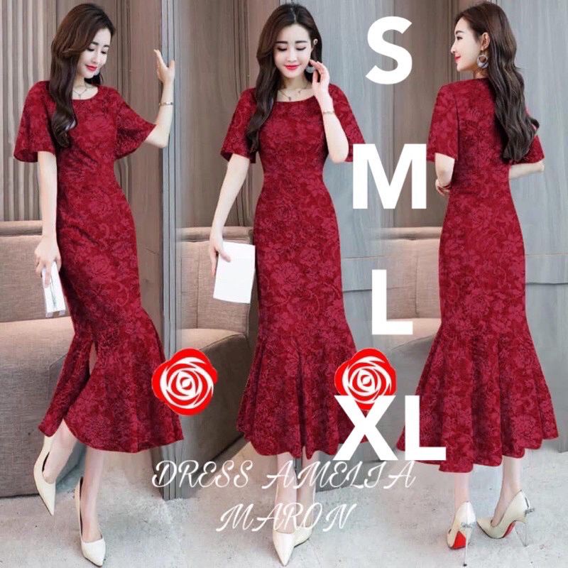 DRESS AMELIA/DRESS DUYUNG BRUKAT/DRESS PESTA/FISHTAIL DRESS/DRESS DUYUNG