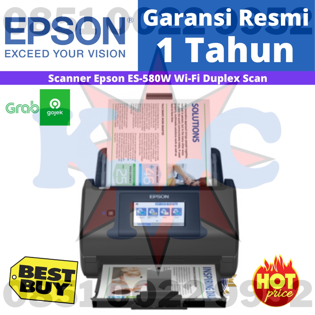 Scanner Epson ES-580W ES580 W Wi-Fi Duplex