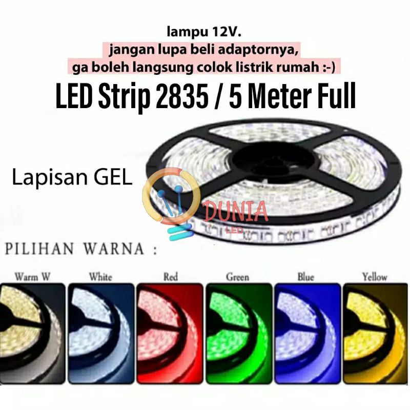 Lampu Led Strip 2835/3528 IP 44/12V/ 5 Meter Full Waterproof