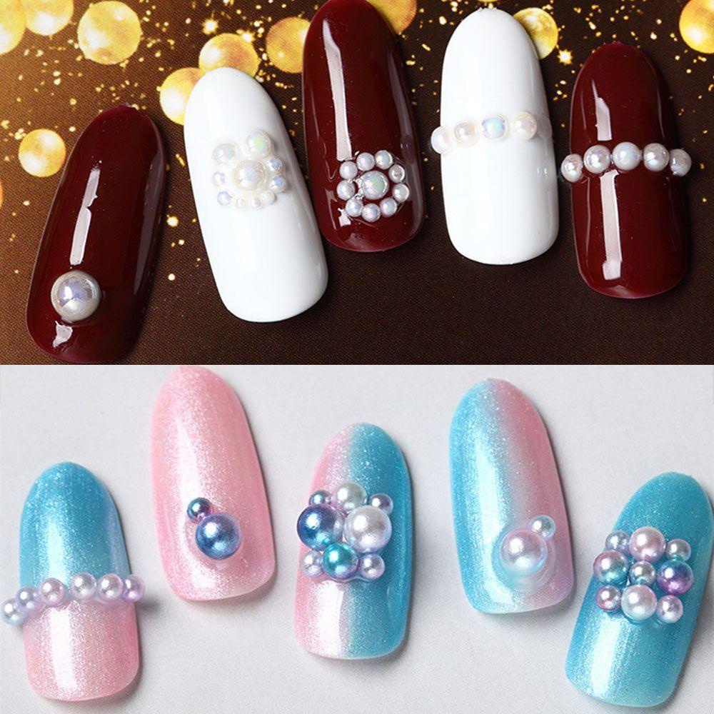 AUGUSTINA Agustinina Nail Art Beauty DIY Half-Round 3D Biru Irregular Studs Beads Ukuran Campur