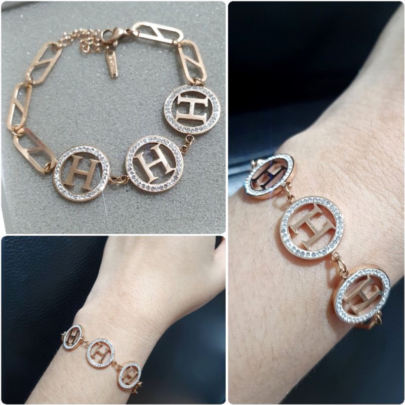 Gelang Titanium Stainless steel asli Rosegold Premium Quality Anti karat anti alergi T-0192