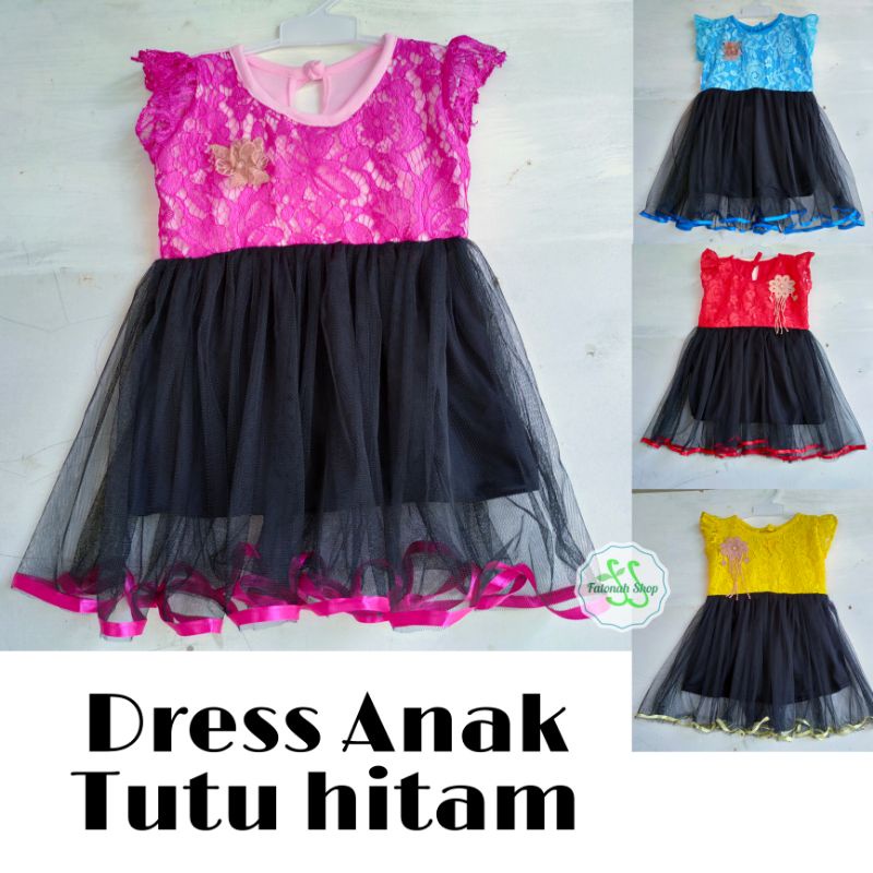 Dress Anak 1 2 tahun brokat tutu hitam gaun anak cewek perempuan Fatonah Shop ( dress Tuhita )