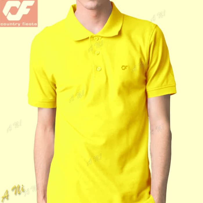 Kaos Kerah P2 17 Original Cowok COUNTRY FIESTA Kuning Pendek Polos