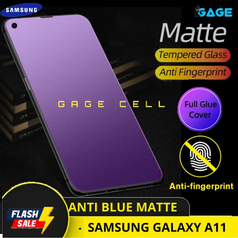 TEMPERED GLASS TG ANTI GORES KACA BLUE MATTE SAMSUNG GALAXY A11 FULL LAYAR SCREEN PROTECTOR