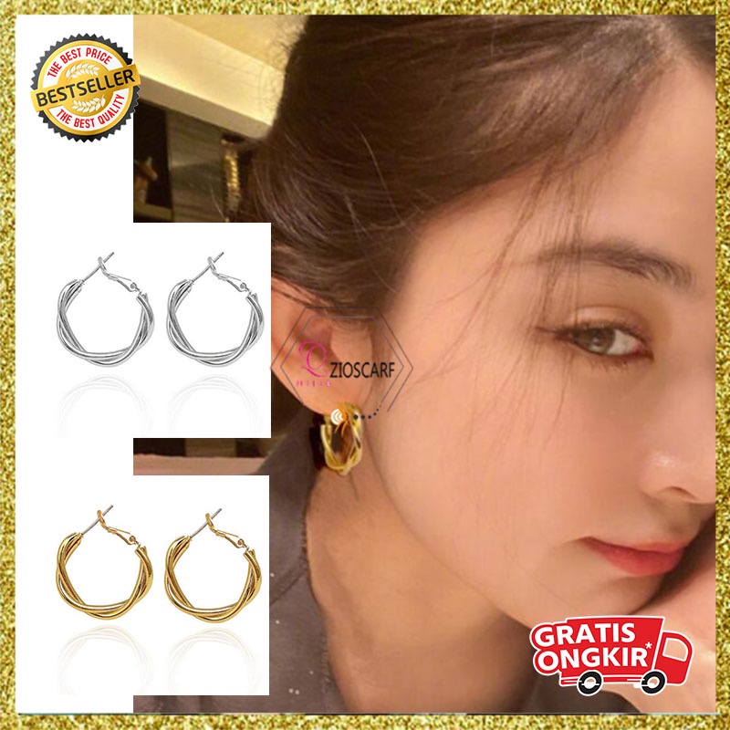 ANTING KOREA WANITA CLASSIC RETRO ELEGANT ANTING TUSUK TITANIUM ANTI KARAT GIWANG AKSESORIS FASHION KOREA IMPORT ANT40