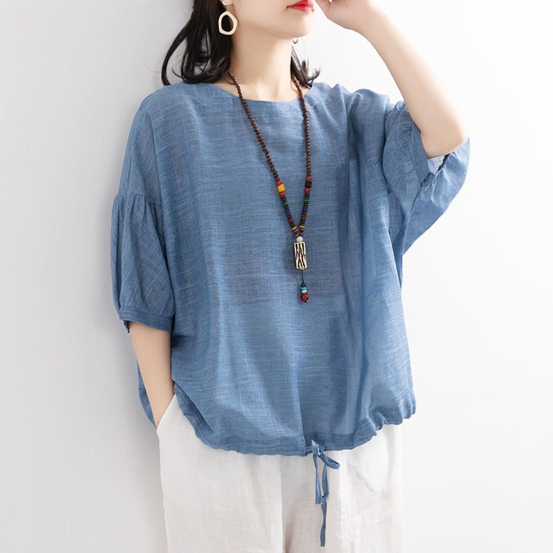 Ashley Blouse Kemeja Wanita Jumbo Polo Linen Korean Style LD 120 Cm