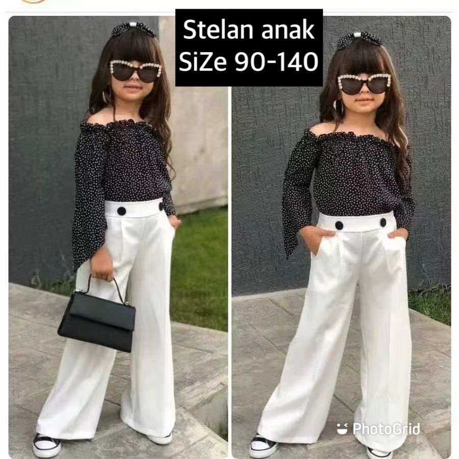 (LOLI-JKT) BS-292 SET ANAK CEWEK MODEL HITAM SEKSI + CELANA KULOT SIZE 90-140