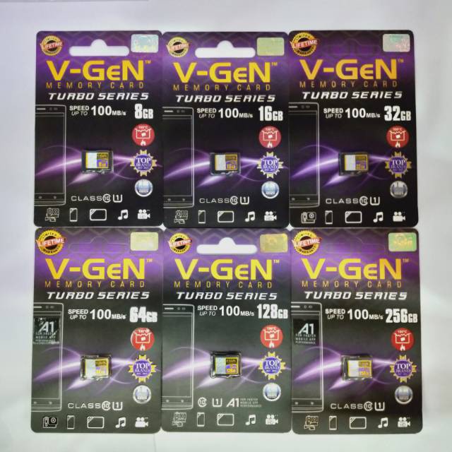 V-GeN Memori HP 4GB 8GB 16GB 32GB 64GB 128GB 256GB Memory Card A1 Turbo Class 10 U1 Micro SD Vgen