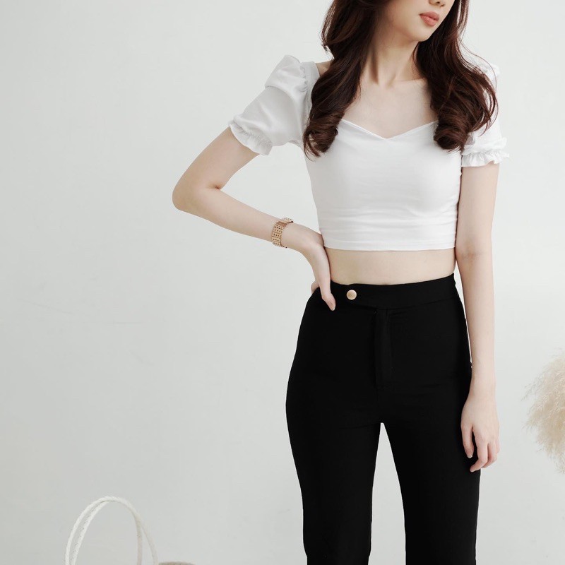 Itty Atelier - Ella Top | Black and White | Top Blouse Korea Atasan Wanita Impor Casual and Elegant