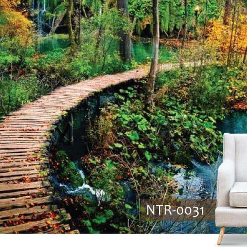 Wallpaper Sticker Dinding Custom 3D Motif Jembatan Air Terjun Ntr-0031 Galeridini09