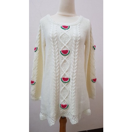 3D knit cardy.. sweater semangka.. white sweater