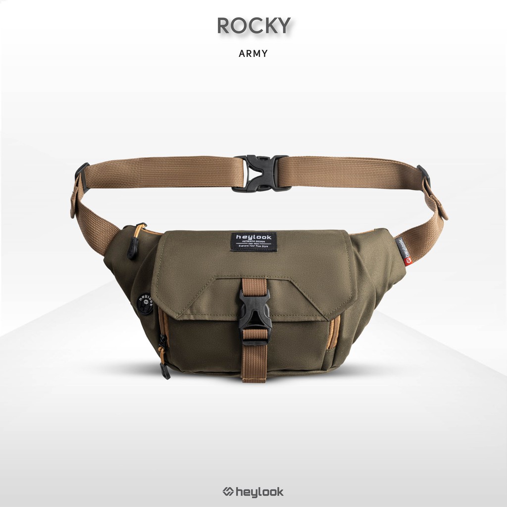 HEYLOOK Project - Tas Selempang Pria ROCKY Tas Distro Tas Slempang Murah Waistbag Cowo Tas Pinggang Laki Laki Shoulder Bag Crossbody Bag Sling Bag Cowok