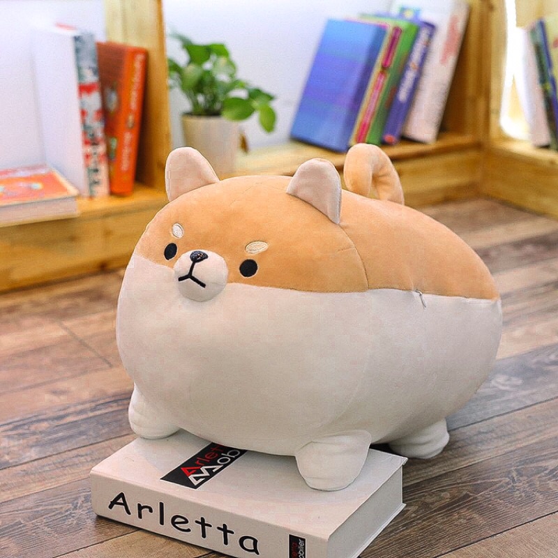 BONEKA SHIBA INU PLUSH IMPORT KOREA ANJING CORGI GEMBUL 40CM | BANTAL TIDUR KEPALA LUCU | KADO HADIA