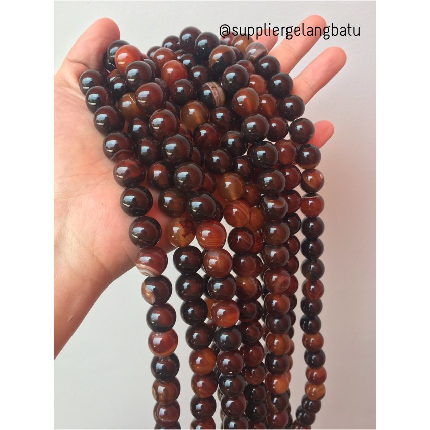 carnelian Bahan Gelang kalung black red Agate Natural Stone 14mm akik alam asli kesehatan olshop