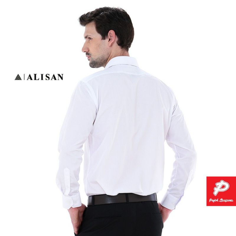 Alisan Kemeja Panjang Formal Pria Merk Alisan Original Model Slimfit dan Reguler Kemeja Nikah Kerja Resmi Kemeja Polos Pria Lengan Panjang Ukuran S M L XL