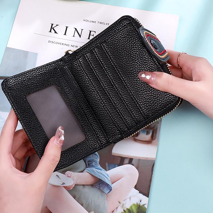 Special DOMPET LIPAT KECIL WANITA KULIT JERUK HITAM KOREA PENDEK LEPINE WA150B5 IMPORT FASHION BATAM