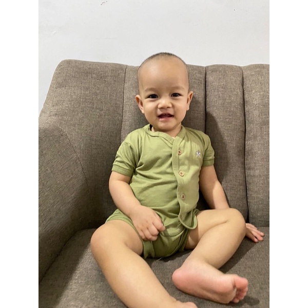 baju bayi setelan Nathan kaos &amp; celana bayi bahan bamboo anti alergi spesial usia new born baru lahir