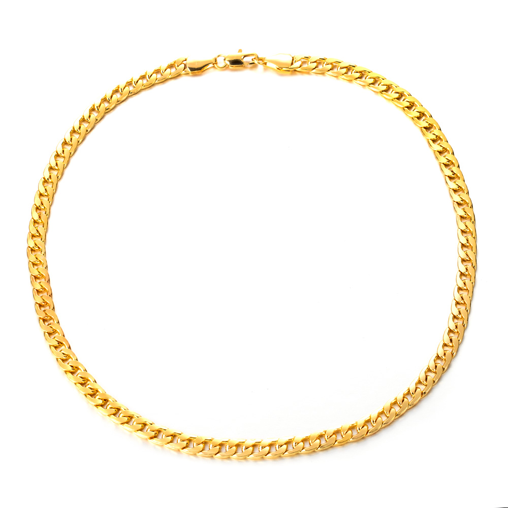 Kalung Rantai Panjang Warna Emas Gaya Hip Hop Rock Rapper Punk