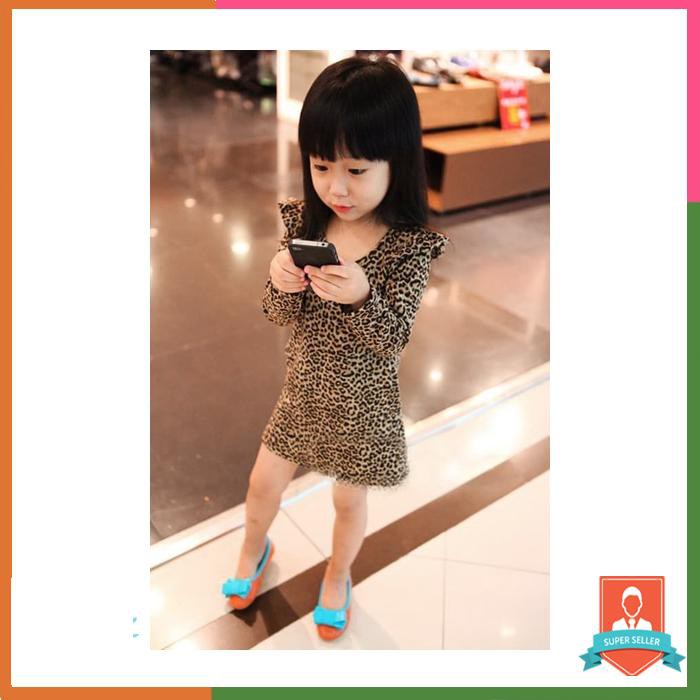 Pakaian Anak Perempuan Baju Anak Korean Leopard Dress Impor Af Kid Gc2