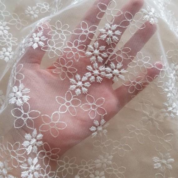 정 Tulle Bordir Sakura Kain Tile Motif Kain Kebaya Brokat