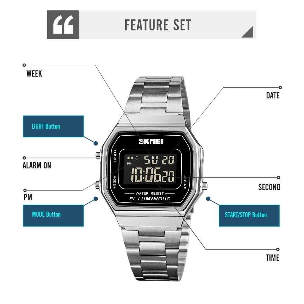 Jam Tangan Pria Digital Stainless Original SKMEI DG1647 Silver-3