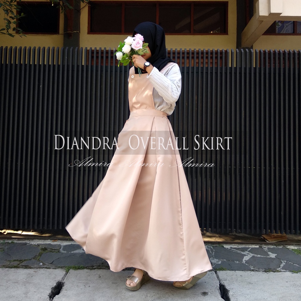 Overall Wanita Rok Panjang Baju Kodok Overal Dewasa Polos Muslimah Diandra Skirt Griyaraditya Almira