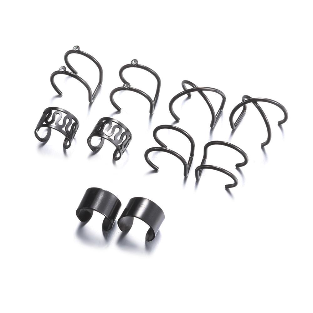 Lily 5per8pasang Anting Fashion Stainless Steel Fake Piercing Ear Cuff