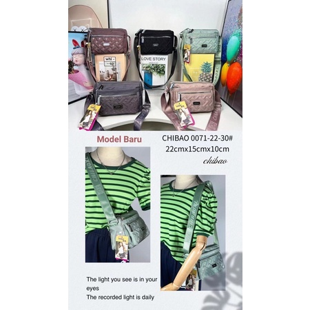 Tas Chibao 0071 kanvas bordir banyak resleting